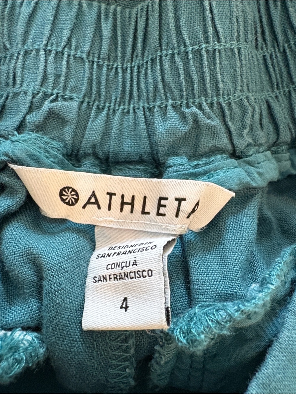 Athleta Teal Wide-Leg Crop Playa Linen Pants - Picture 4 of 5